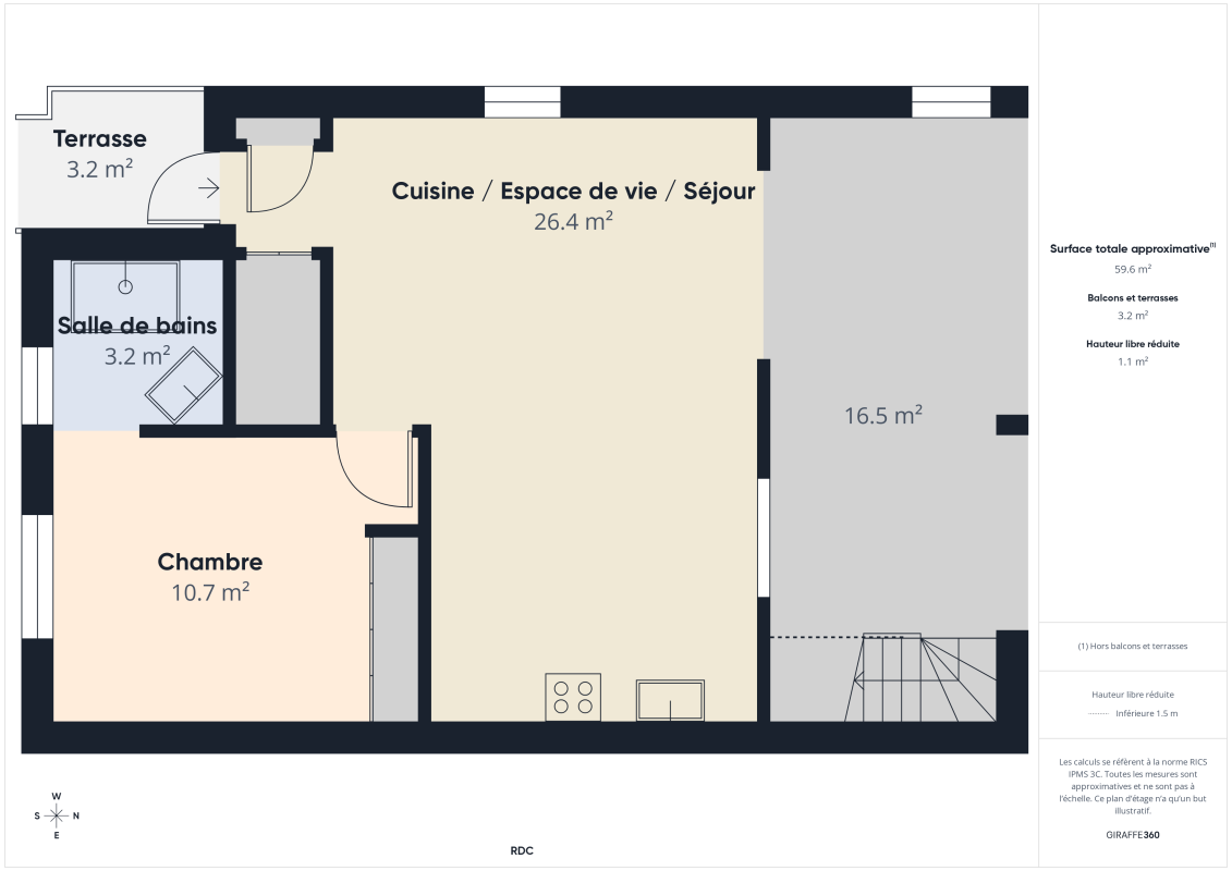 Location villa 5 personnes  plan RDC